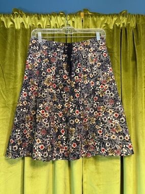 Edme and Esyllte Anthropologie Black Floral Velvet Corduroy skirt. Size 4 $98